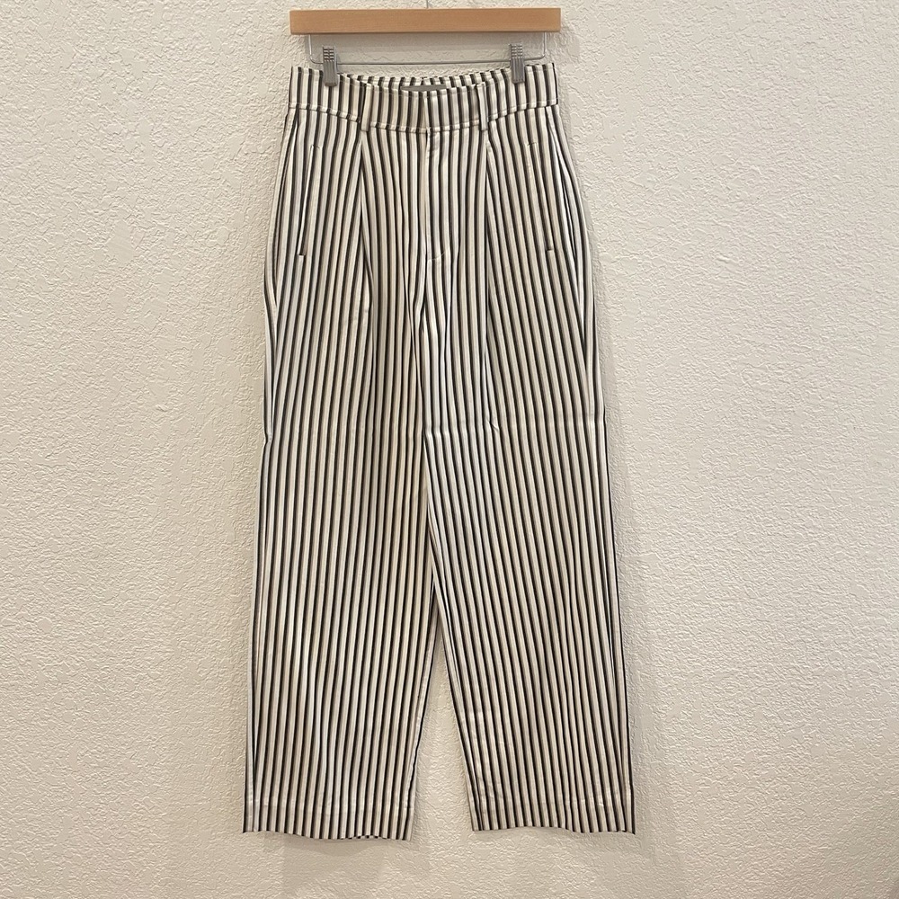 EVERLANE The Way High Drape Pant Ombré Striped Size 2 Pleated Front Career Prep - Picture 2 of 11